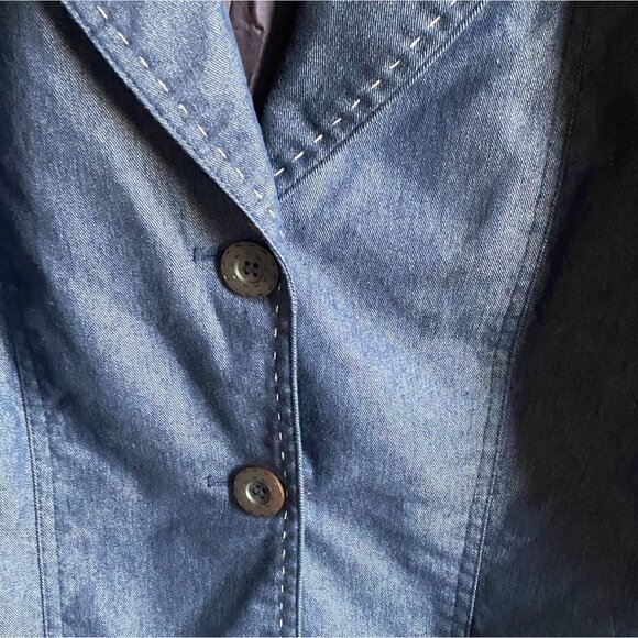 I.E. Woman Denim Blazer/Jacket-Dark Wash-3 Button Closure-Blue-22W-GUC - Picture 6 of 10